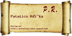 Patatics Réka névjegykártya